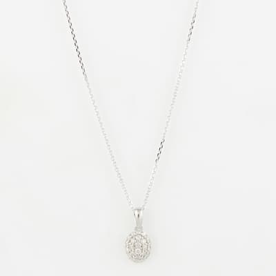 Silver Diamond Circle Pendant Necklace