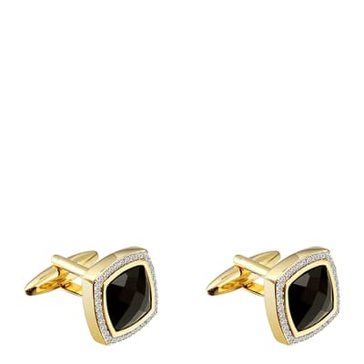 18K Gold Black Cushion Shape Embelished Cufflinks