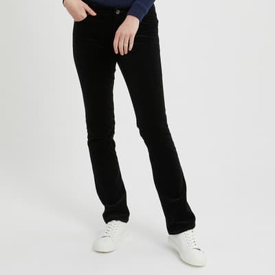 Black Midrise Straight Stretch Jeans