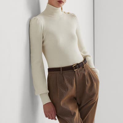 Cream Ribbed Cotton Blend Jumper