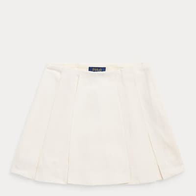 Younger Girl's White Pleated Mini Skirt