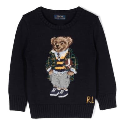 Older Boy's Navy Long Sleeve Cotton Jumper