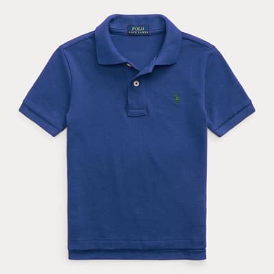 Toddler Boy's Blue Short Sleeve Cotton Polo Shirt