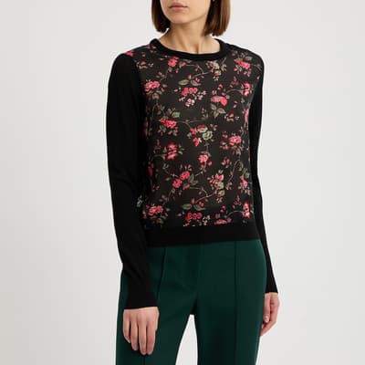 Black Floral Cyrus Wool Jumper