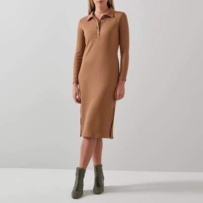 Camel Ruby Ribbed Dress