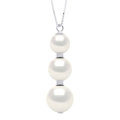 Silver/Black Trio Freshwater Pearl Pendant Necklace