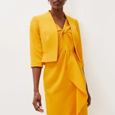 Yellow Rosalyn Fluted Sleeve Jacket