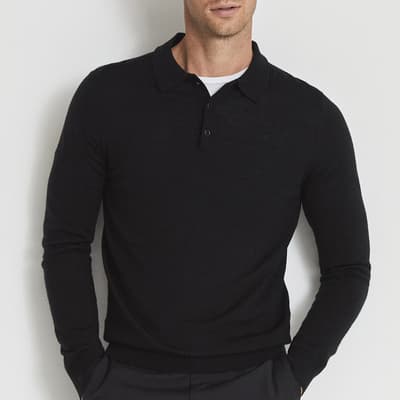 Black Trafford Button Wool Jumper