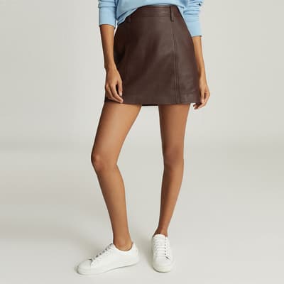 Berry Eliza Leather Mini Skirt