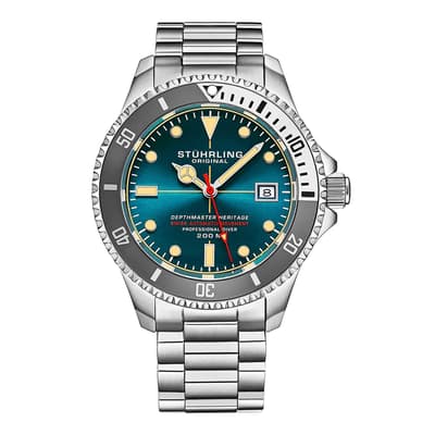 Men's Silver/Light Blue Swiss Automatic Depth Master Diver Watch 42mm