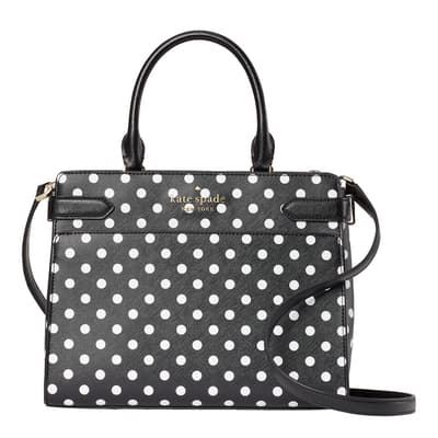 Black Multi Staci Dot  Dot Medium Satchel