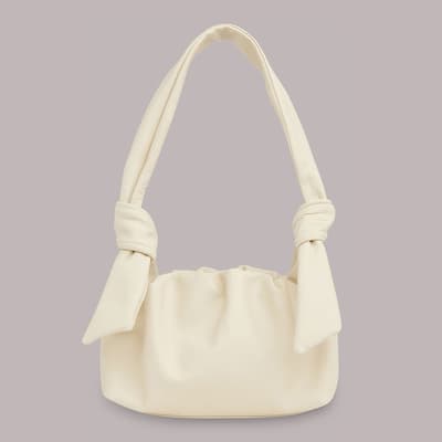 Cream Ravi Ruched Leather Mini Bag