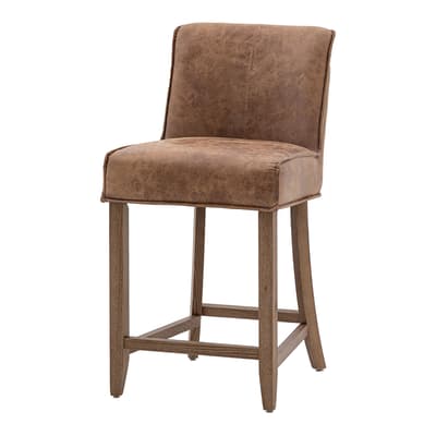 Fallbrook Bar Stool Brown Leather, Set of 2