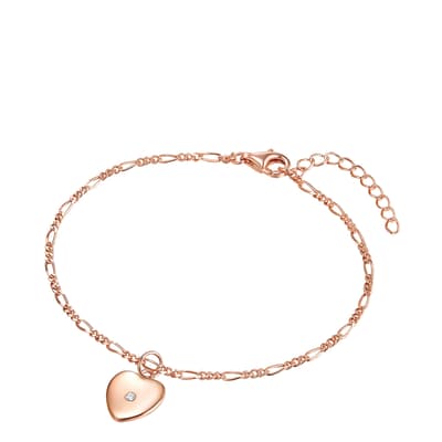 Rose Gold Chain Heart Pendant Bracelet