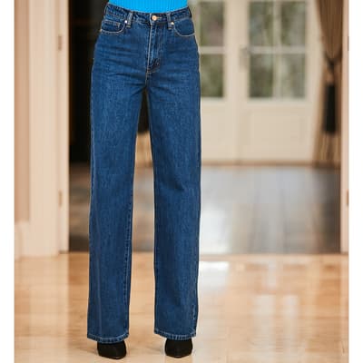 Indigo Blue Cotton Wide Leg Jeans