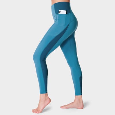 Two Tone Blue Super Soft Flow Ribbed Yoga Leggings