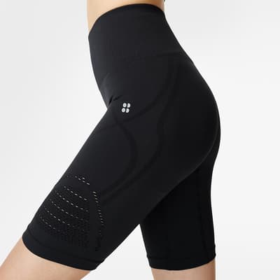 Black 360 Seamless 9 Biker Shorts