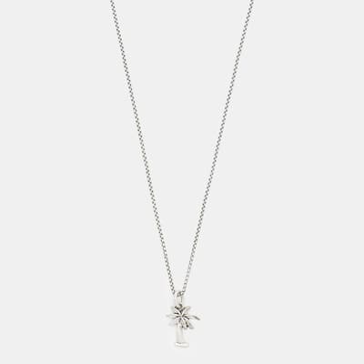 Warm Silver Palmtree Pendant Necklace