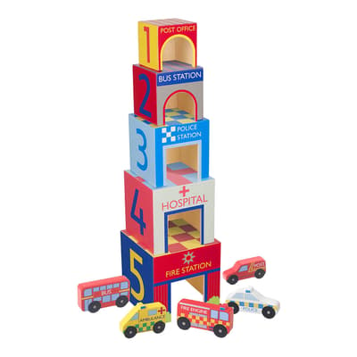 Emergency Services Wooden Stacking Cubes