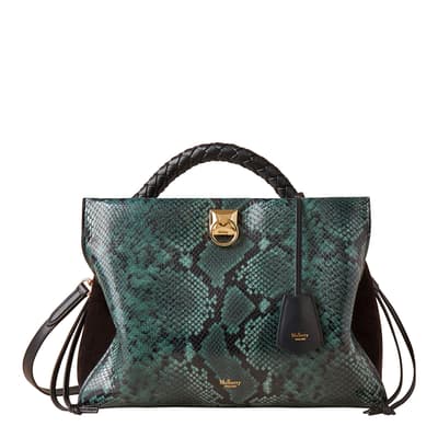 Mulberry Green-Black Iris Suede Python Bag