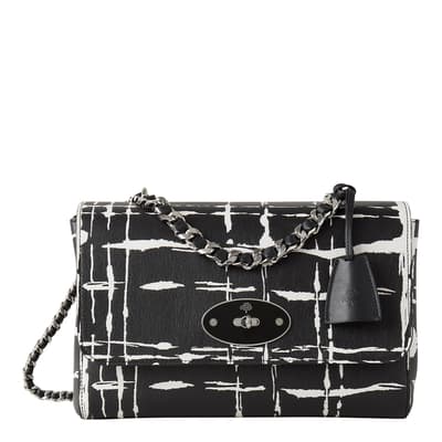 Black-White Medium Lily Top Handle Bag