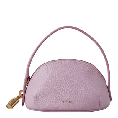 Lilac Blossom Heavy Grain Leather Leather Mini Pouch With Top Handle 