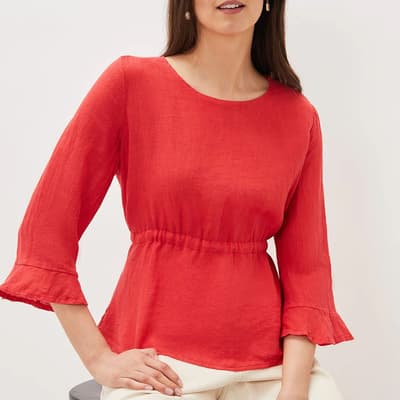 Bright Red Lola Channel Waist Blouse