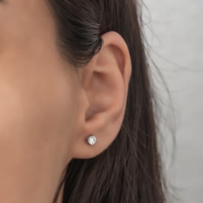 Silver Stud Diamond Earring