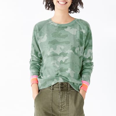 Green Pipa Wool Blend Camo Printed Jumper