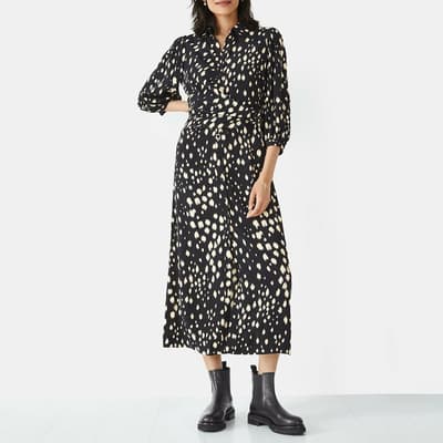 Black Alara Printed Tie Side Midi Dress