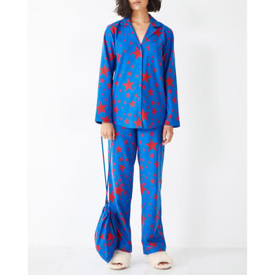 Blue Liv Cotton Star Print Pyjama Set