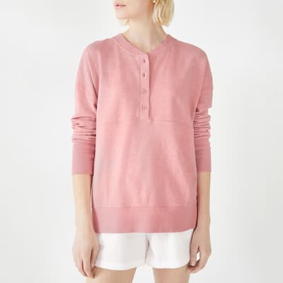 Pink Sawyer Cotton Henley Sweatshirt