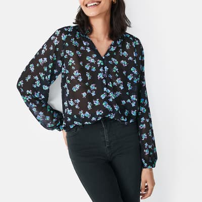 Black Delaney Floral Print Blouse