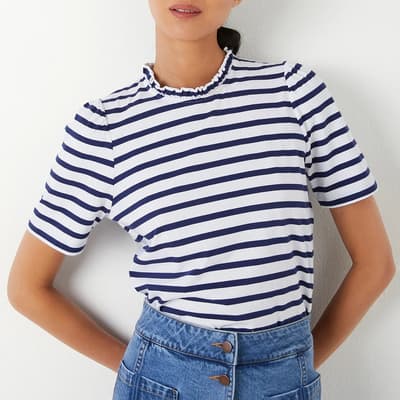 Navy Tara Stripe Cotton Top