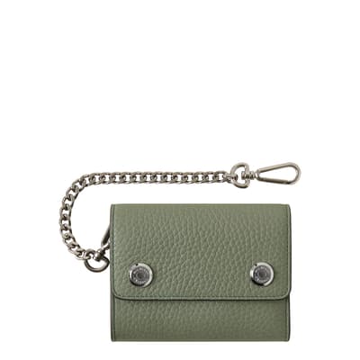 Cambridge Green Heavy Grain Leather Wallet On Chain