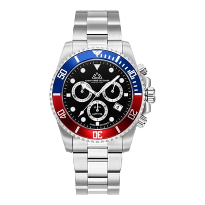 Men's Marine Chrono Blue, Red, Black & Silver Watch 44mm