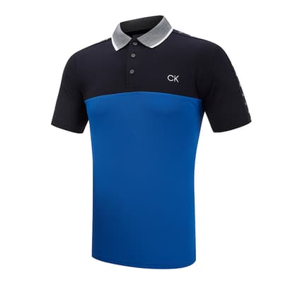 Blue Knitted Contrast Polo Shirt
