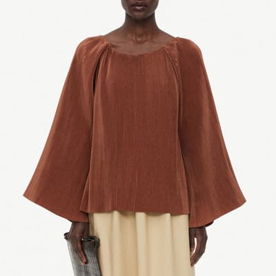 Rust Velma Wide-Sleeve Blouse