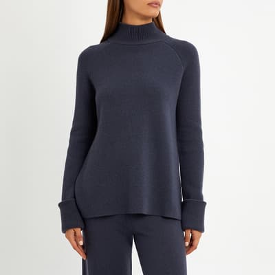 Slate Cashmere Blend Funnel Neck Jumper