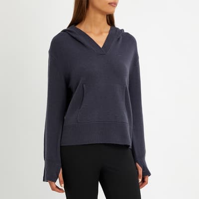 Slate Cashmere Blend Vee Hoodie