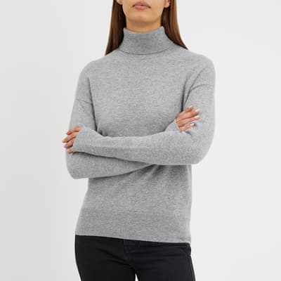 Grey Cashmere Polo Neck Jumper