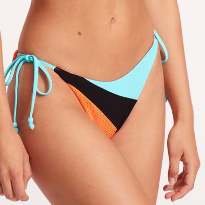 Orange Spliced Tie Side Bikini Bottoms