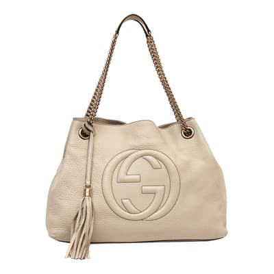 Cream Gucci Soho Chain Handbag