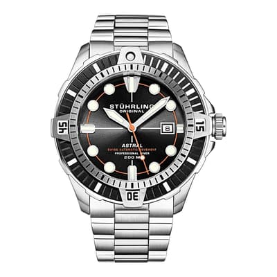 Men's Silver/Black Automatic Dive Watch 45mm