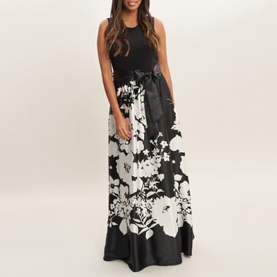 Black Floral Jaimarie Satin Dress