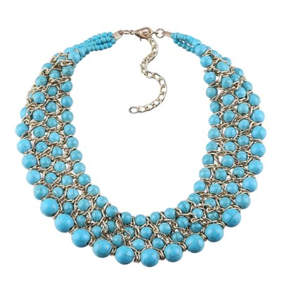 18K Gold Multi Turquoise Statememt Necklace