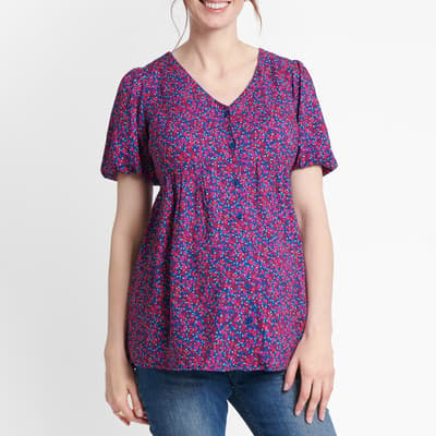 Purple Ditsy Maternity Blouse