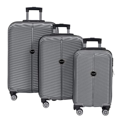 Grey Set Of 3 Suitcases