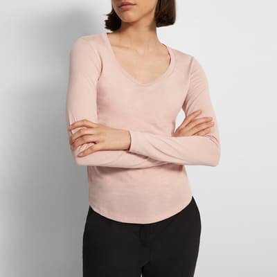 Pale Pink Fitted Scoop Neck Top
