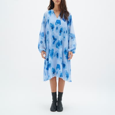 Blue Floral Desdra Pleated Dress